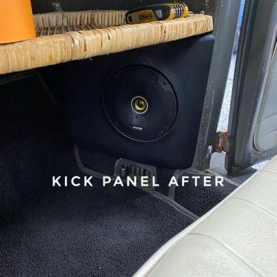 1963 VW Bug complete system upgrade.
Kicker coaxial 6.5 in a custom kick panels.