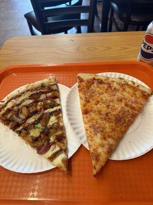 Bbq chicken slice and cheese slice