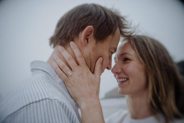 Mendocino Proposal and Engagement Portrait on the beach