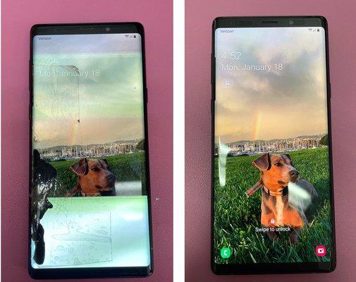 Samsung Note 9 screen replaced.