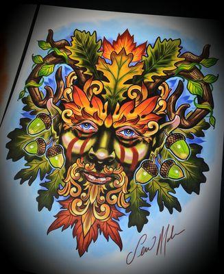 Green Man Digital Painting by Serina @twiggyattooer