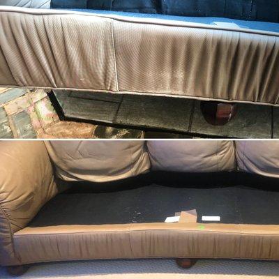 Leather Repair: Customer's leather couch was cleaned, repaired, and then conditioned.