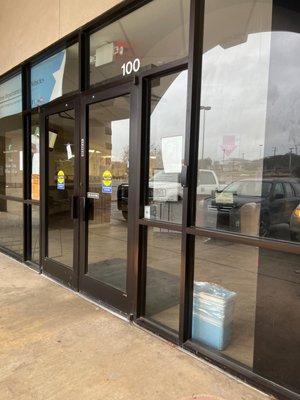 Entrance in a strip mall setting