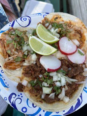 3 taco plate for $15 - two chicken and one al pastor. NOT GOOD