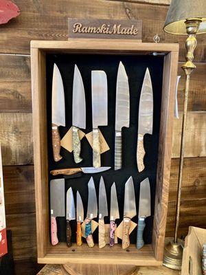 The Ramski Made knife display (hunting knives on back, not shown here).