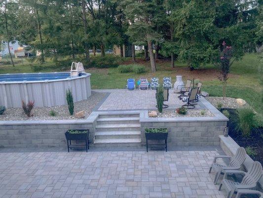 Patio, drainage system & landscaping