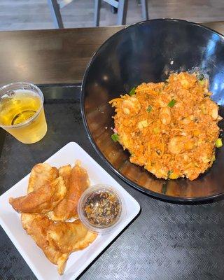 Cilantro Lime Cauliflower Rice - GF, V Chicken & Vegetable Potstickers