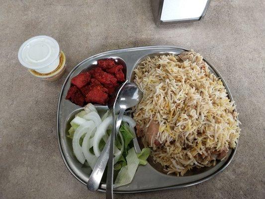 Weekday lunch special - chicken biryani and chicken 65