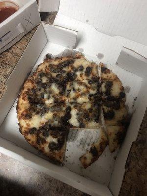 Ordered a cookie pizza .... cheese bread covered in chocolate chips???