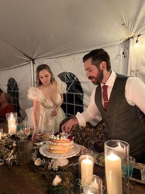 Wedding cake - angelfood with whipped icing and strawberries