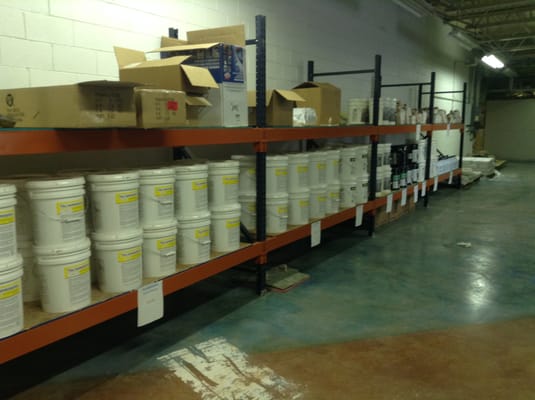 warehouse full of integral color, color hardener, release powders, liquid release, sealers, floor polish and more!!