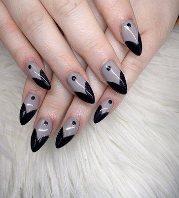 Black and almond nails