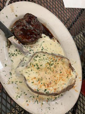 Filet mignon & Italian cheese baked potato