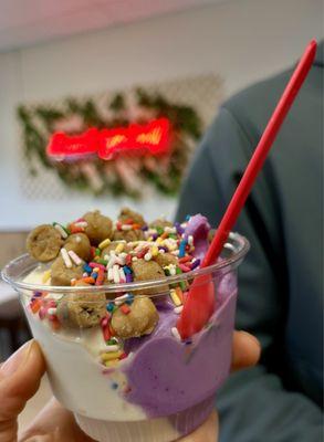 Frozen yogurt and cookie dough