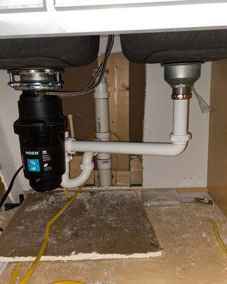 Garbage disposal and kitchen waste line install