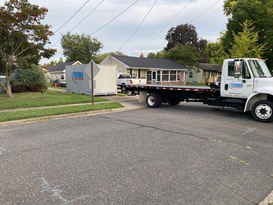 Portable Storage delivering at customer's house.