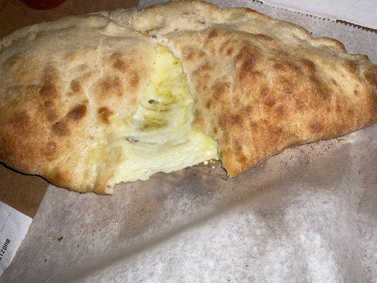 Inside cheese calzone