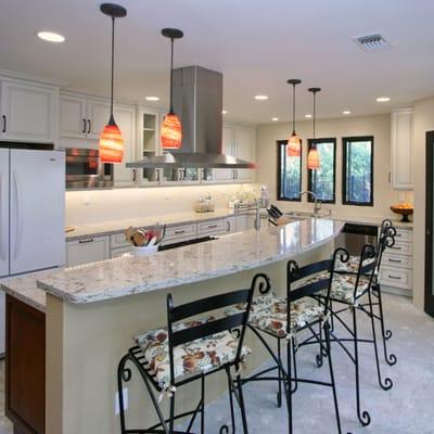 Newly remodel kitchen in Woodcrest using Diamond cabinets and Cambria counter tops.