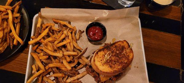 Brisket grilled cheese. This is on a 2 slices of garlic toast, so smaller than expected for $20.