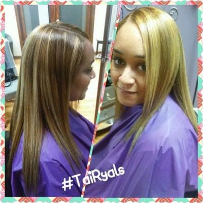 Tint with highlights and lowlights and natural blowout