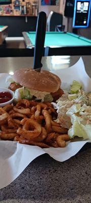 Cod sand with homemade slaw n CURLY FRIES $14.99