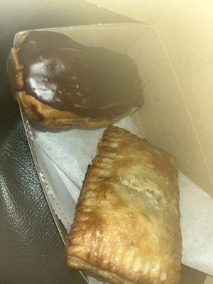 Chocolate eclair and pumpkin mousse pastry pocket