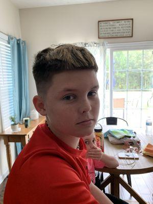 My sons horrible haircut