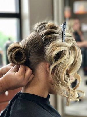 Setting bridal hair