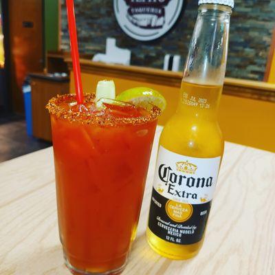 Made from scratch micheladas , choice of corona, XX lager, modelo or bud light