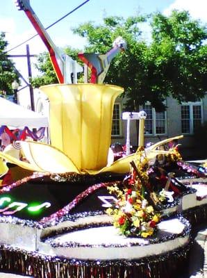 Float near bandstand at Meeker Days