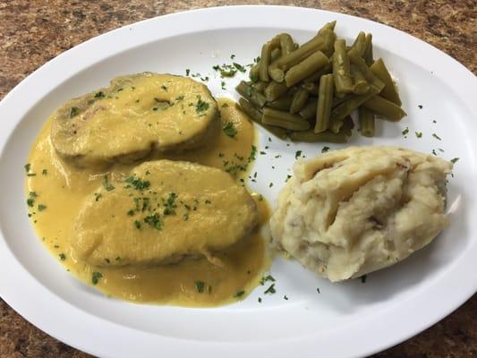 Special Meat Loaf, Vegetables sauce Mashed Potato and Green Beans