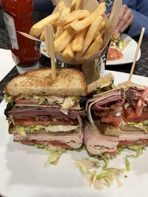 Cuzin's Colossal Club Sandwich & Fries