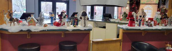 Decorated entryway desk.