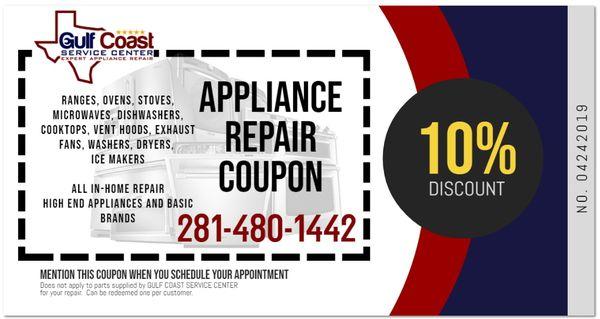 Mention This Ad - Receive 10% off your appliance repair.