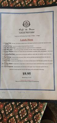 Lunch menu