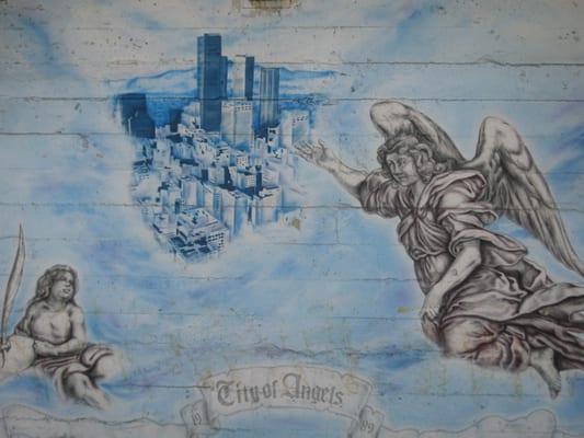 City of Angels mural on the roof top. Mural from 1989.