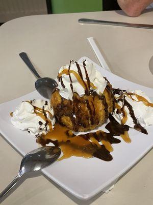 Fried ice cream was such a treat for dessert!