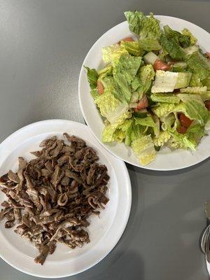 Fattoush Salad with a Side of beef shawarma