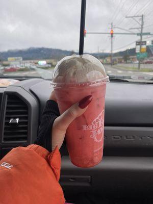 Red Raspberry Italian Soda with cream and whipped cream