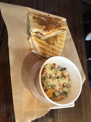 Turkey pesto panini with quinoa salad