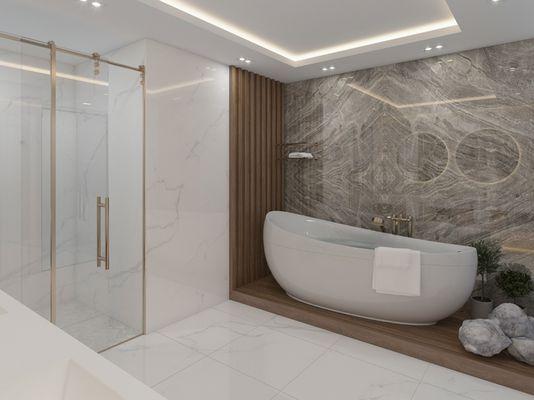 Master bathroom. Designed.