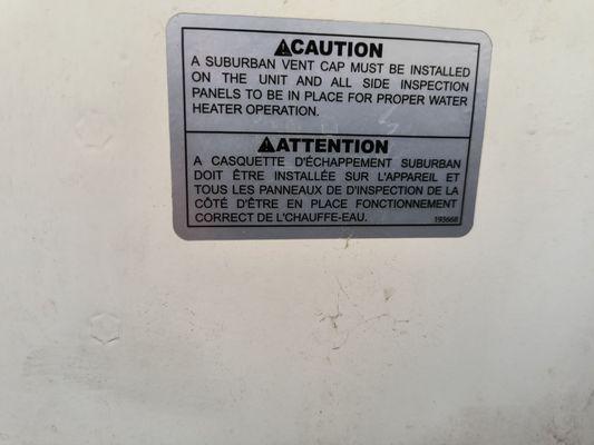 There was no vent tube on this at all and it does not work thank God but if there was to work the fumes would get into the trailer poison me