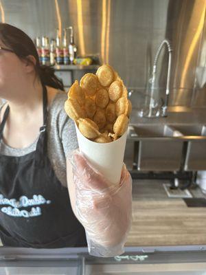 Fresh made waffle bubble cone