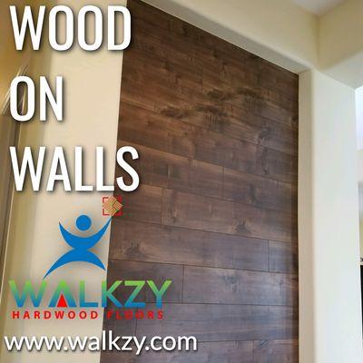 **WOOD ON WALLS** We're loving this hot new trend! www.walkzy.com | (214) 838-2725 #hardwood #laminate #tile #carpet #dfw #dallas