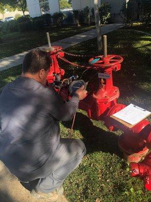 Field Supervisor testing a backflow device.