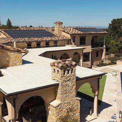 Flat Roof Brand: IB Roofing System  Tile Roof: Redlands Style: Two Piece Tile Manada Roofing Solar System