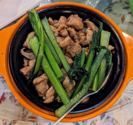 Shitake mushrooms and chicken claypot rice