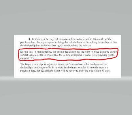 Buried in local dealer agreements (not JLR) is they are on the title for first 18 mos so they have 1st right of refusal.