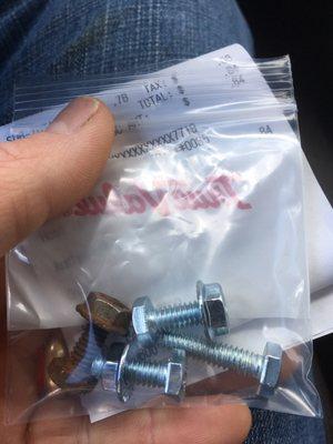 Nuts 'n bolts/odds 'n ends.