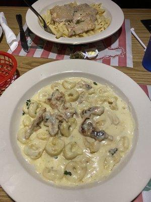 Tortellini Alfredo with grilled chicken and Veal Lemon Sauce